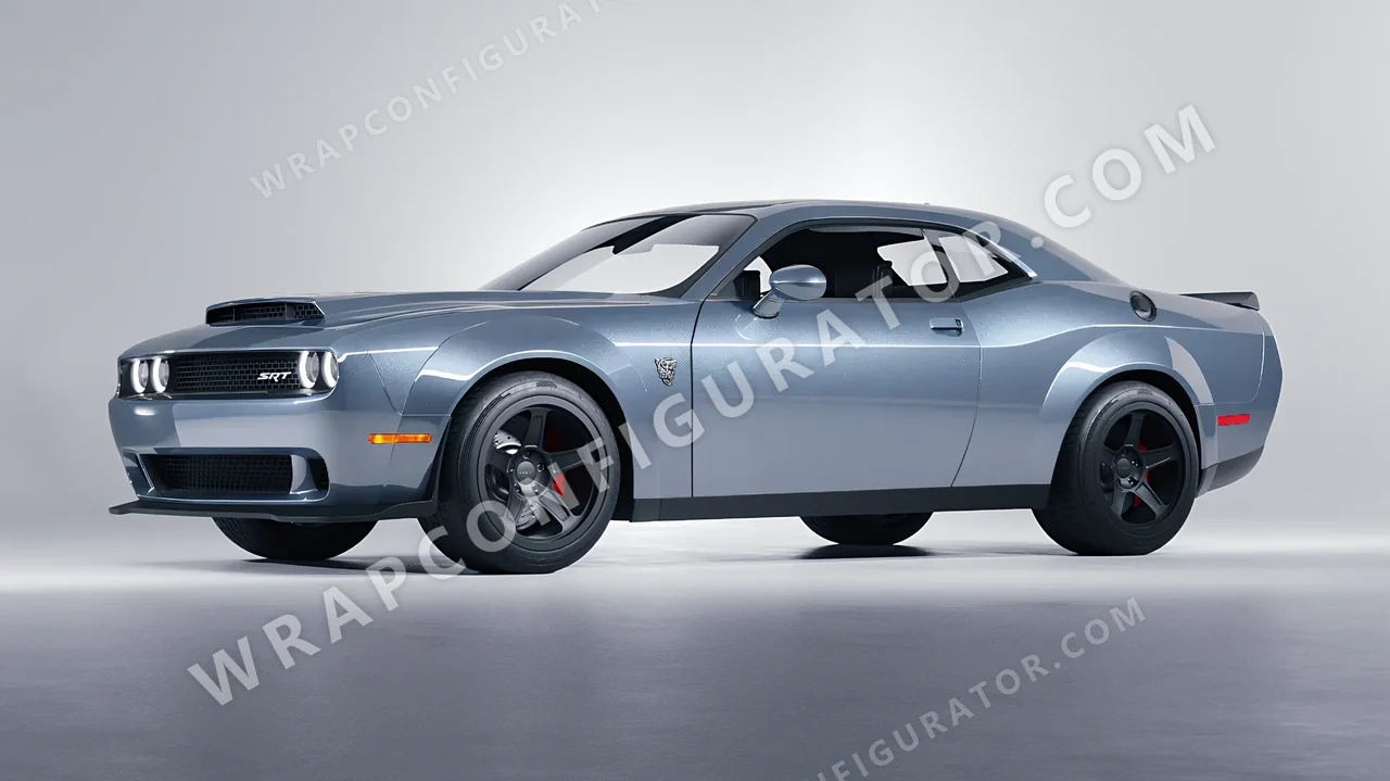 Grey Dodge Challenger SRT 2023 wrapped in Colourshield PPF by HyperPro Shark Gray GAF55-P