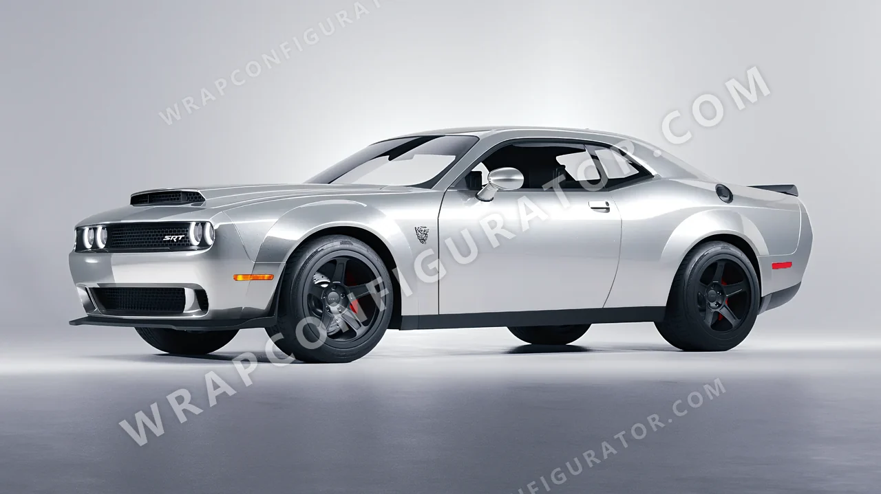 Grey Dodge Challenger SRT 2023 wrapped in Colourshield PPF by HyperPro Silver HGM04-P
