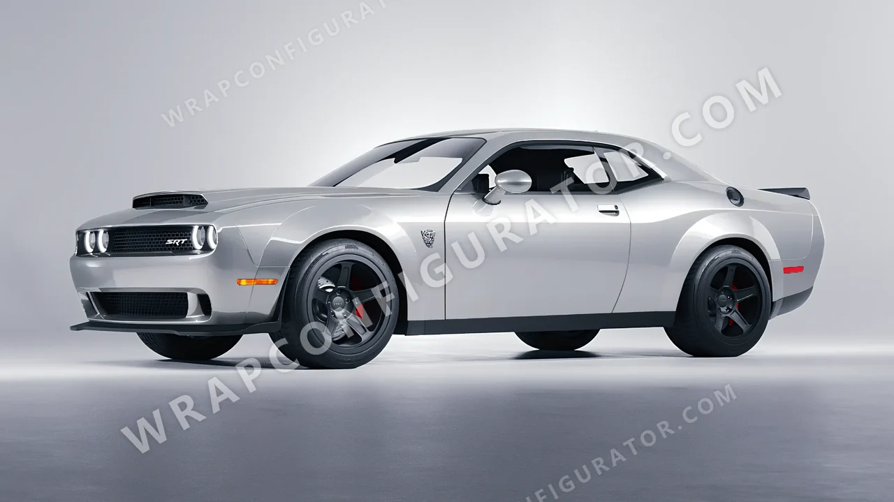 Grey Dodge Challenger SRT 2023 wrapped in Inozetek Dynamic PPF Dolphin Grey DPPF904
