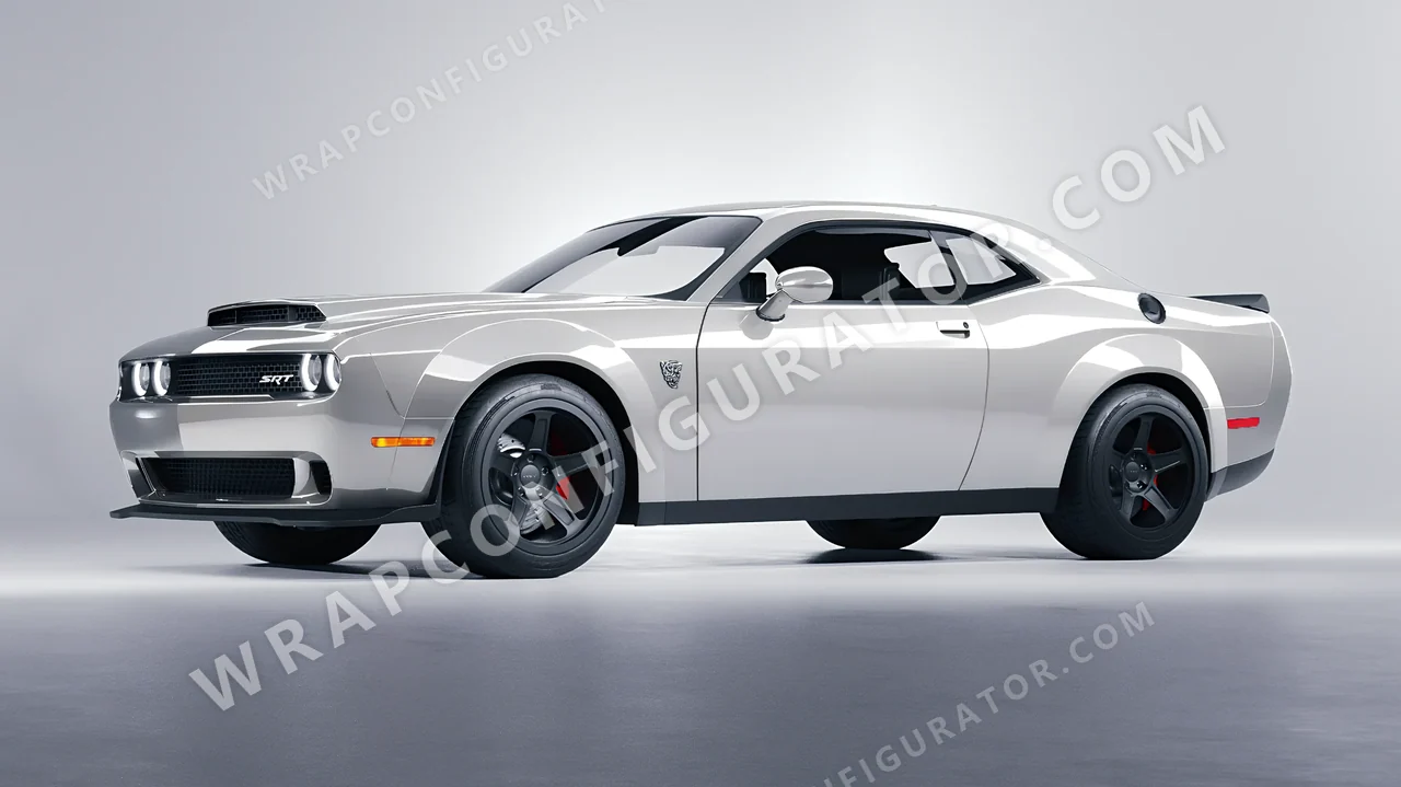 Grey Dodge Challenger SRT 2023 wrapped in Inozetek Dynamic PPF GT Silver DPPF709