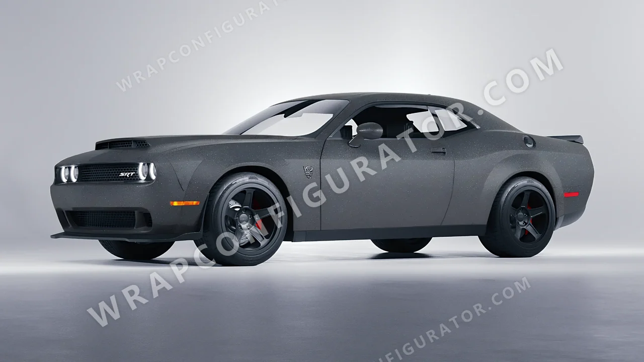 Grey Dodge Challenger SRT 2023 wrapped in KPMF Dark Grey Matt K89015