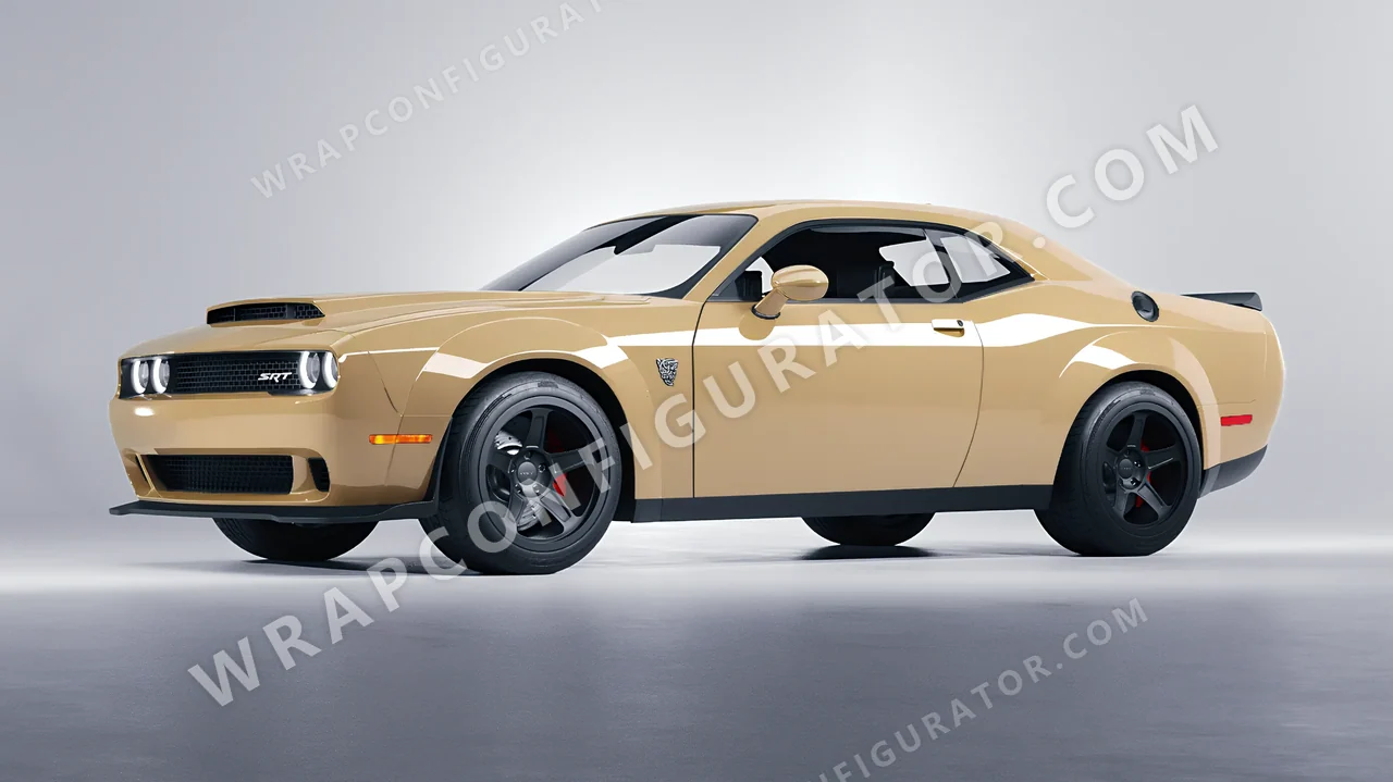 Grey Dodge Challenger SRT 2023 wrapped in KPMF Desert Storm K75457