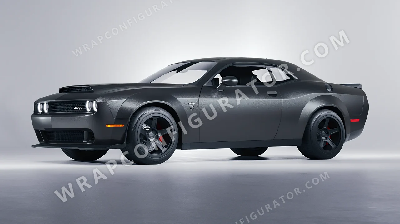 Grey Dodge Challenger SRT 2023 wrapped in KPMF Matt Anthracite K75320