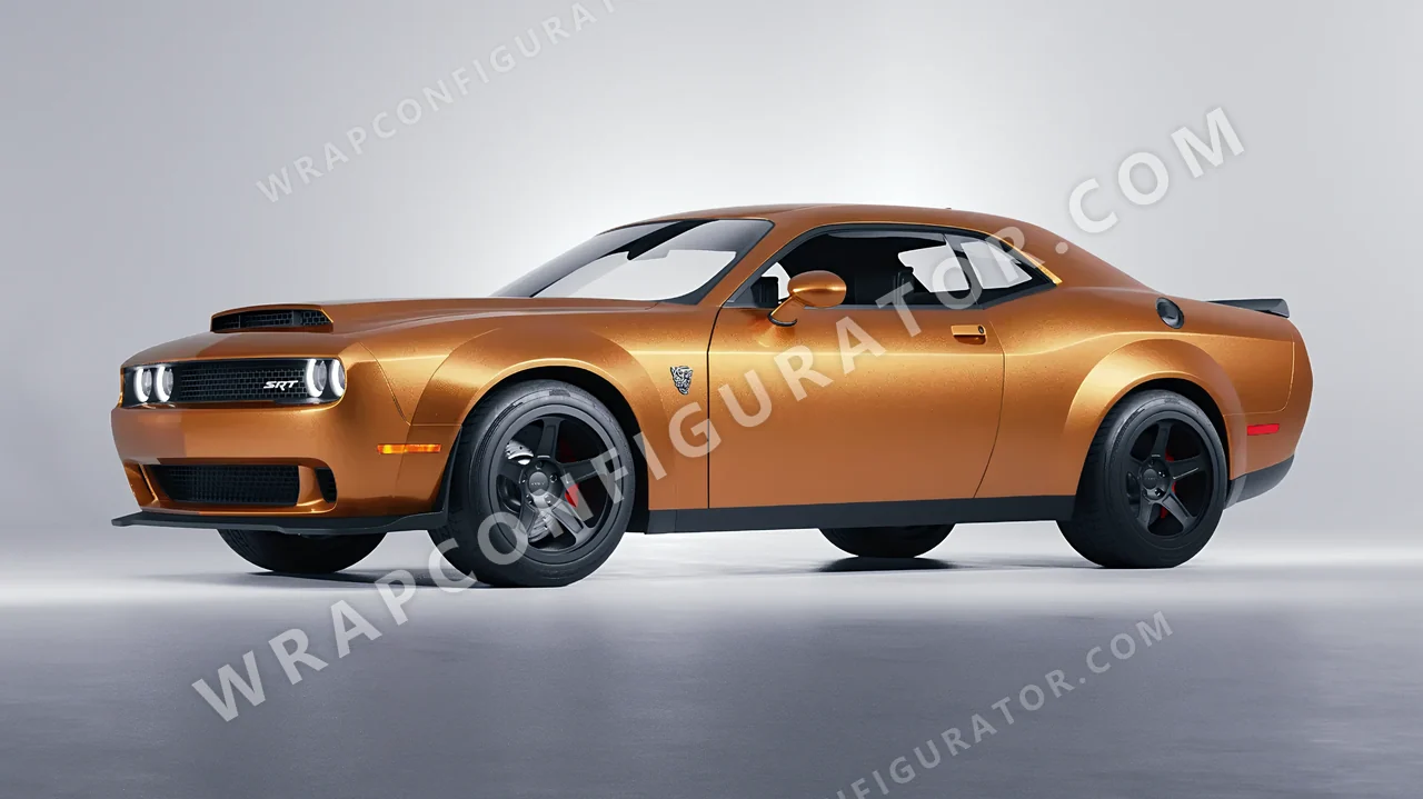 Grey Dodge Challenger SRT 2023 wrapped in KPMF Matt Iced Amber Titanium K75591