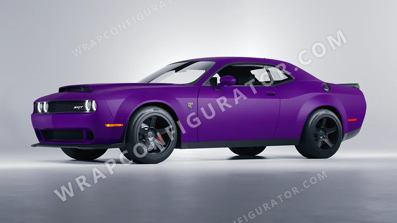 Grey Dodge Challenger SRT 2023 wrapped in KPMF Matt Iced Amethyst Titanium K75568