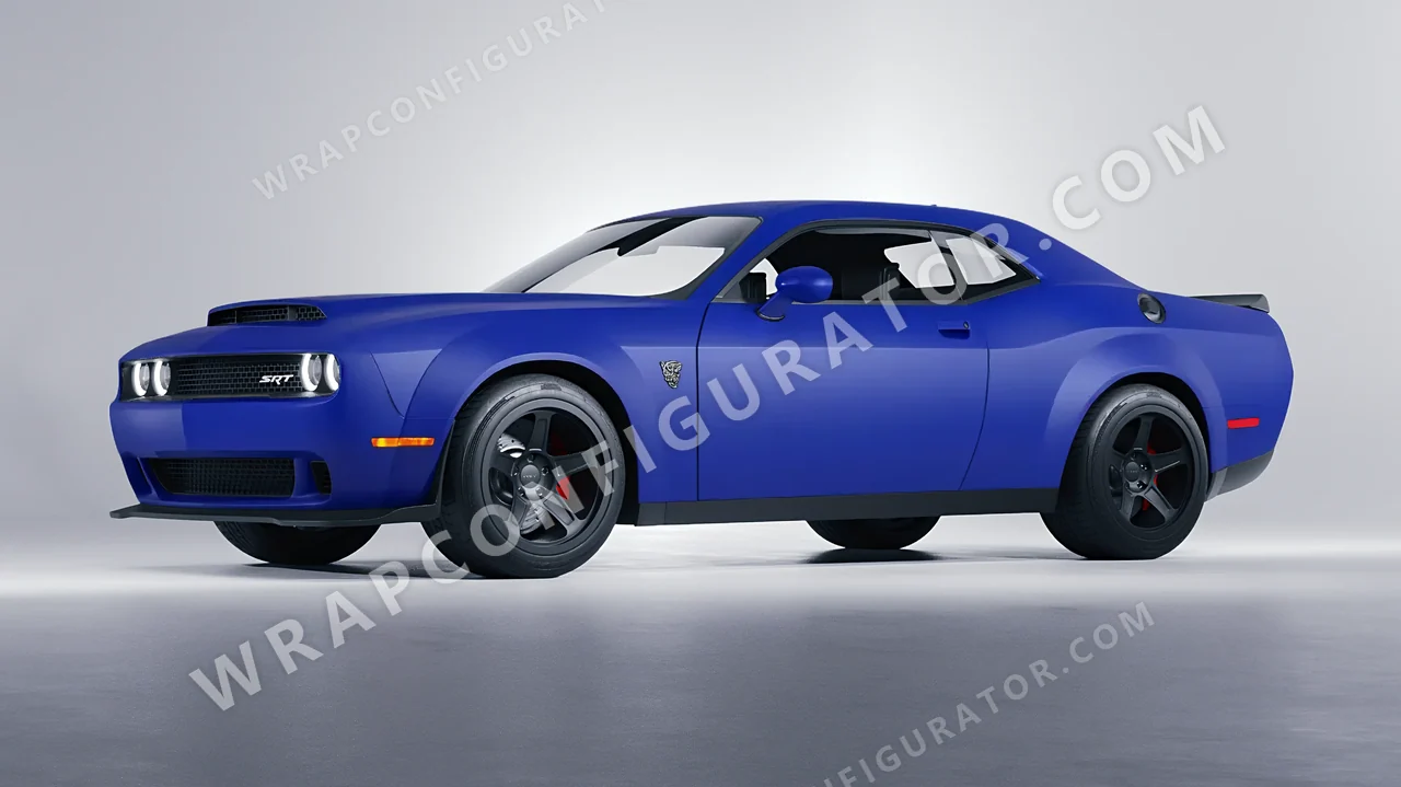 Grey Dodge Challenger SRT 2023 wrapped in KPMF Matt Iced Blue Titanium K75505