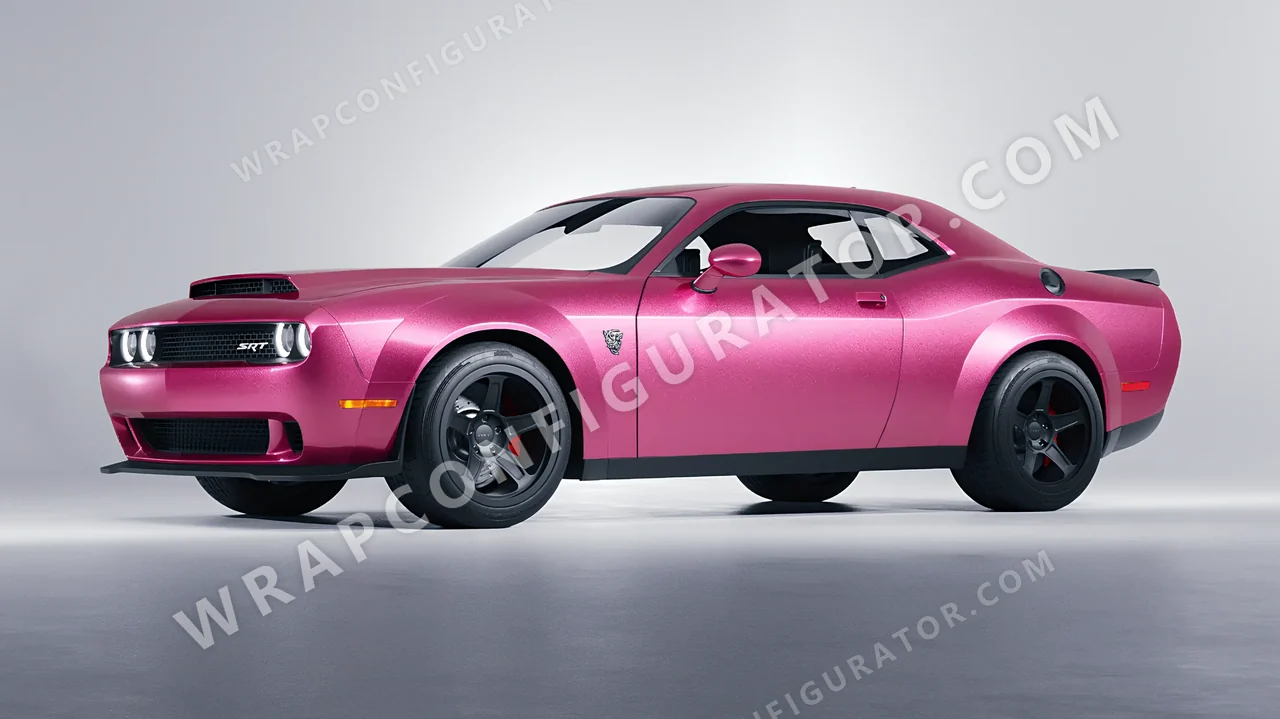 Grey Dodge Challenger SRT 2023 wrapped in KPMF Matt Iced Pink Titanium K75504