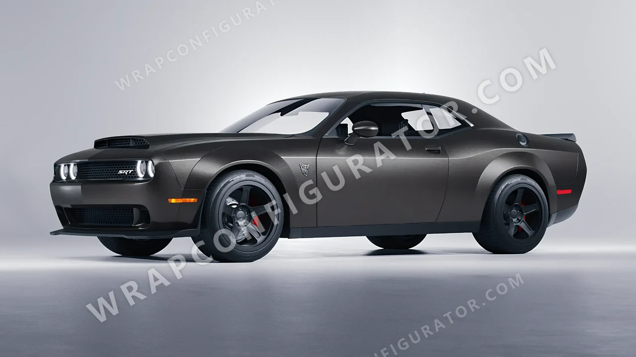 Grey Dodge Challenger SRT 2023 wrapped in ORACAL Anthracite 970RA-093M