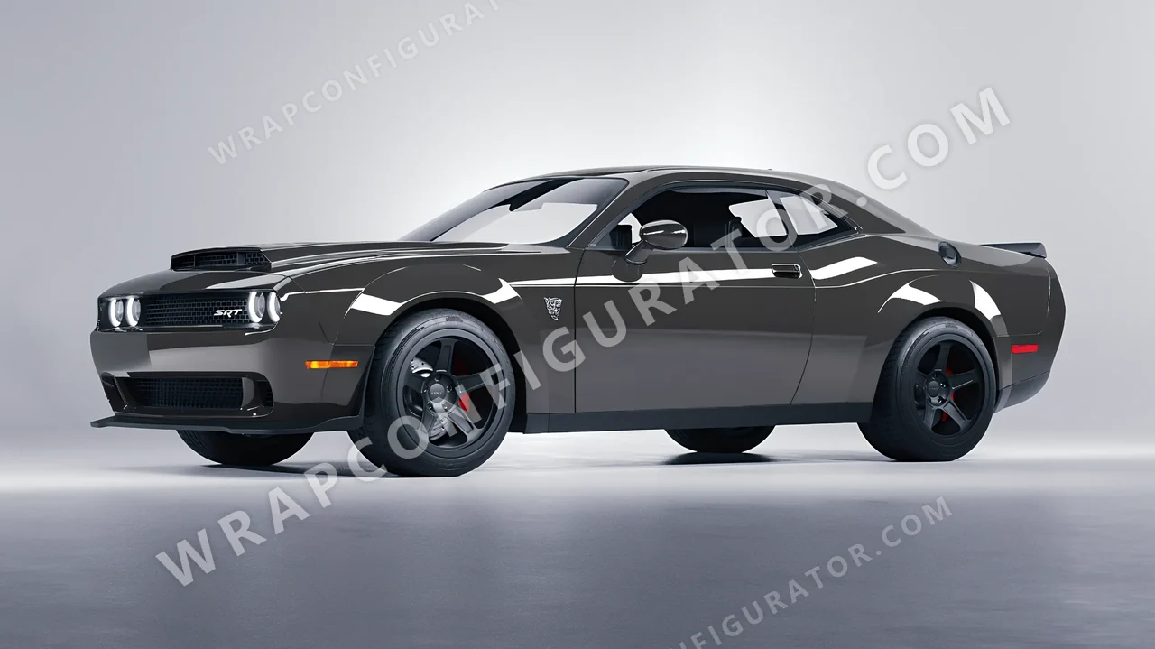 Grey Dodge Challenger SRT 2023 wrapped in ORACAL Dark Grey 970RA-073G