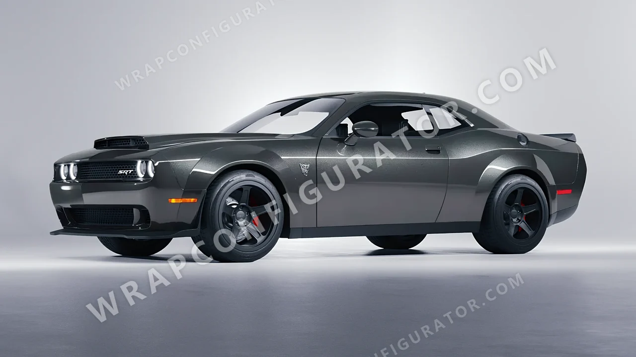 Grey Dodge Challenger SRT 2023 wrapped in ORACAL Graphite 970RA-932G