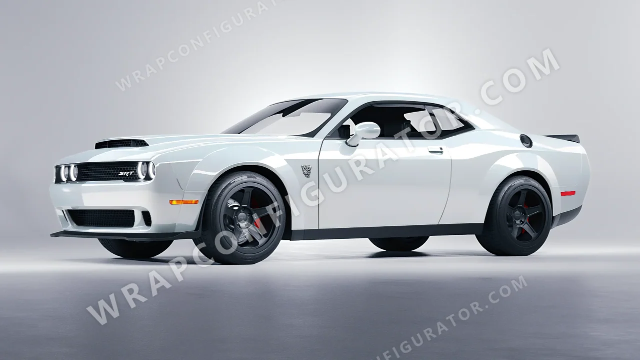 Grey Dodge Challenger SRT 2023 wrapped in ORACAL Stone Grey 970RA-711G