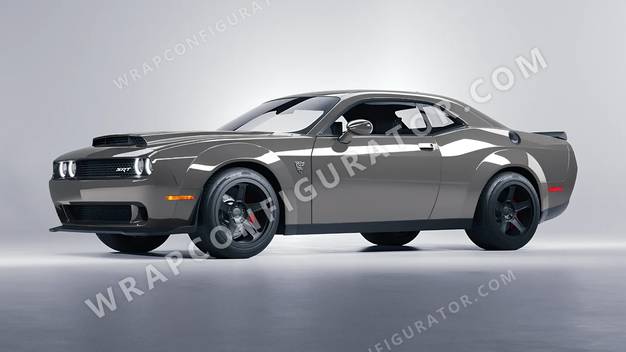 Grey Dodge Challenger SRT 2023 wrapped in ORACAL Telegrey 970RA-076G