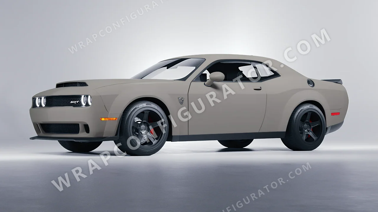 Grey Dodge Challenger SRT 2023 wrapped in ORACAL Telegrey 970RA-076M