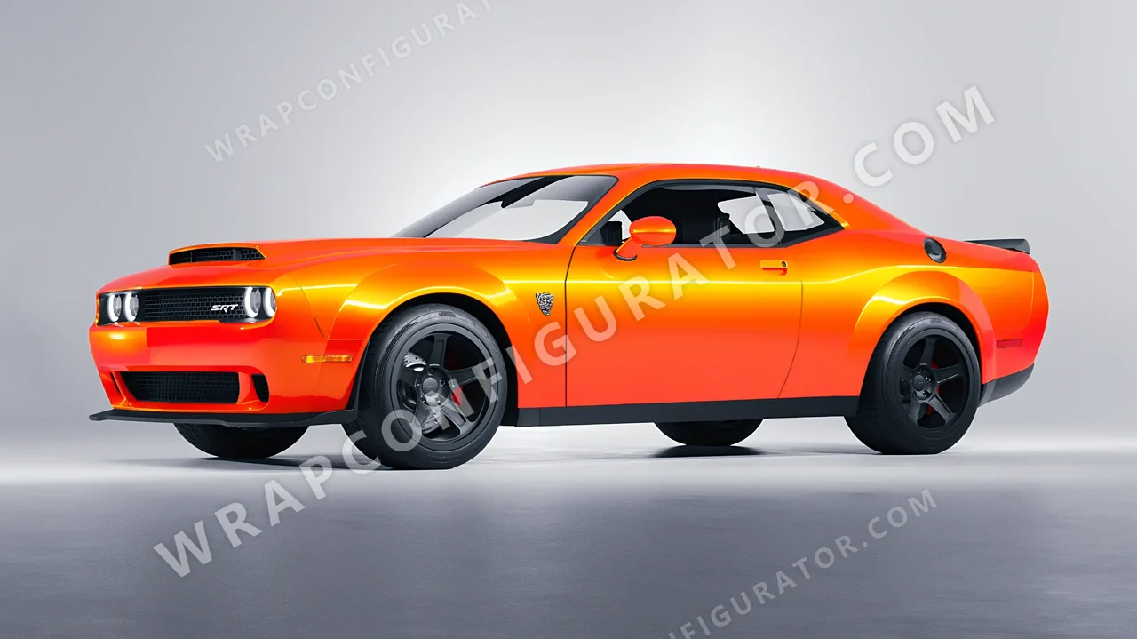 Orange Dodge Challenger SRT 2023 wrapped in Colourshield PPF by HyperPro Deep Orange GSF11-P