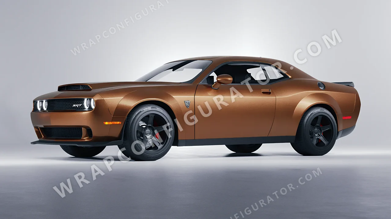 Orange Dodge Challenger SRT 2023 wrapped in KPMF Matt Anodised Bronze K75549