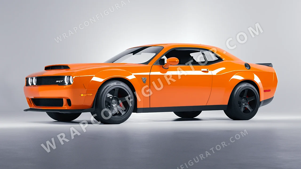 Orange Dodge Challenger SRT 2023 wrapped in ORACAL Daggi Orange 970RA-363G