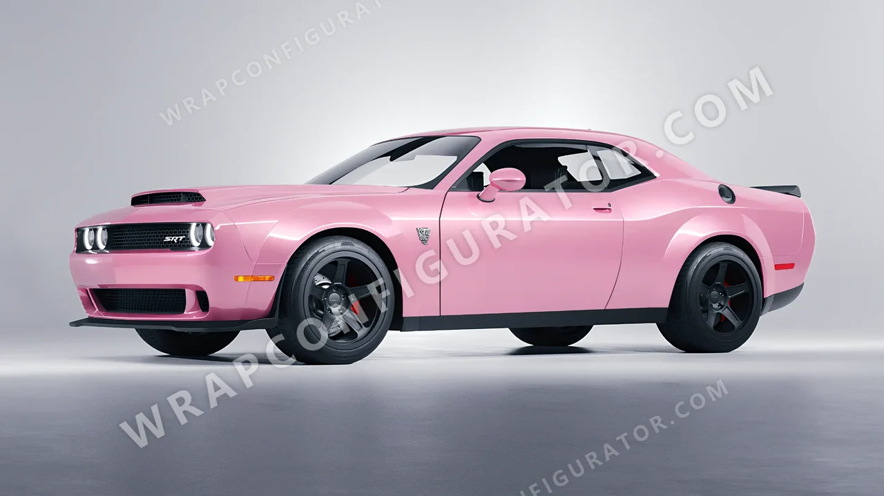 Pink Dodge Challenger SRT 2023 wrapped in Avery Dennison Gloss Pearl Tutu Pink SW900-523-S