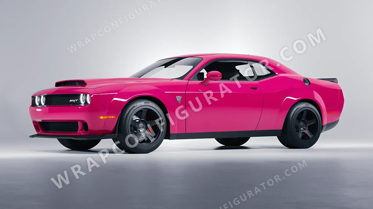 Pink Dodge Challenger SRT 2023 wrapped in Avery Dennison Pool Party Pink SW900-517-O
