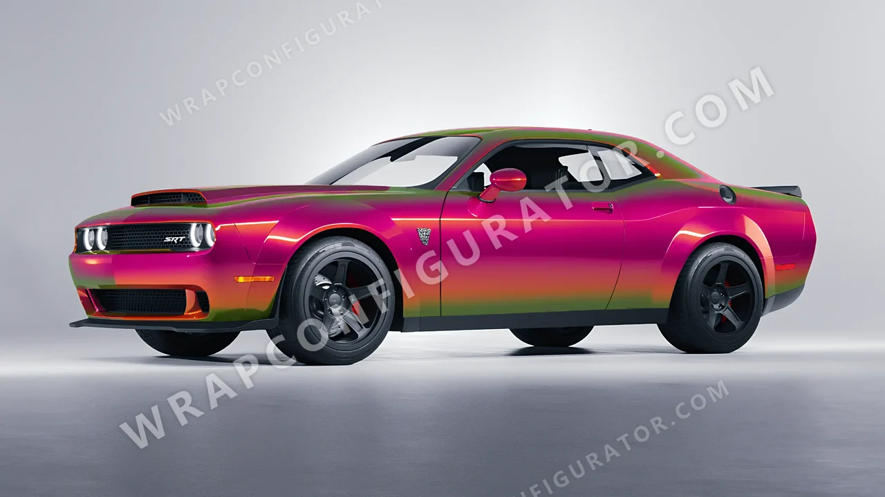 Pink Dodge Challenger SRT 2023 wrapped in Colourshield PPF by HyperPro Daybreak Pink GB02-P