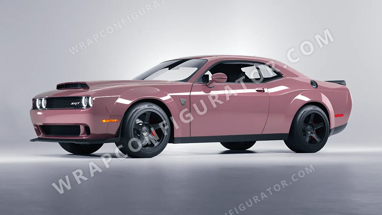 Pink Dodge Challenger SRT 2023 wrapped in Colourshield PPF by HyperPro Dried Pink HGF85-P