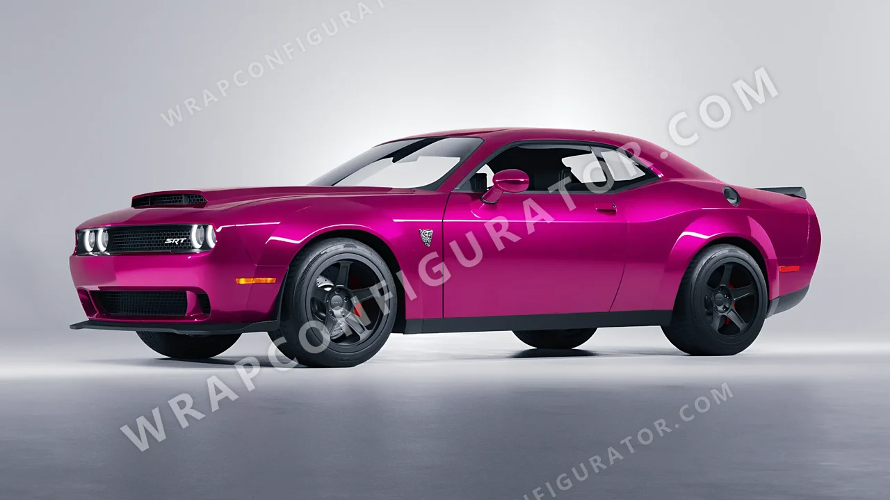 Pink Dodge Challenger SRT 2023 wrapped in KPMF Cosmos Pink K75410