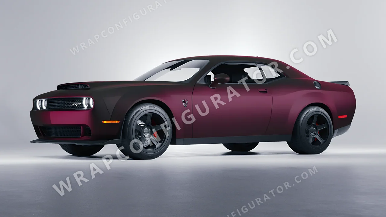 Pink Dodge Challenger SRT 2023 wrapped in KPMF Frozen Mystic Pink Matt K75575