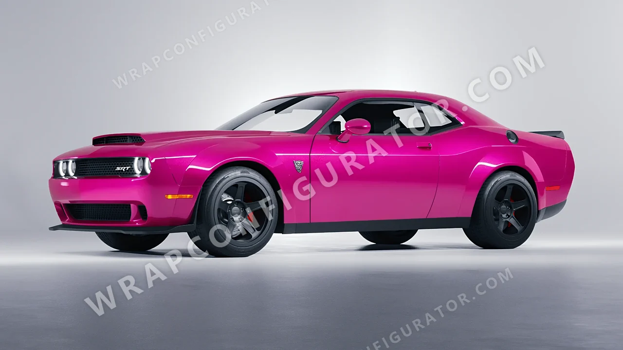 Pink Dodge Challenger SRT 2023 wrapped in KPMF Momentum Pink K75406