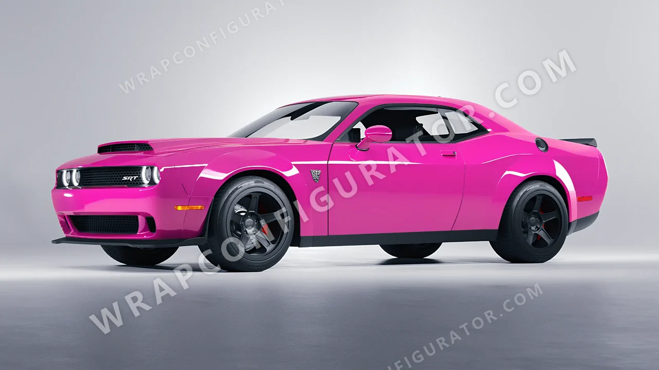 Pink Dodge Challenger SRT 2023 wrapped in ORACAL Soft Pink 970RA-045G