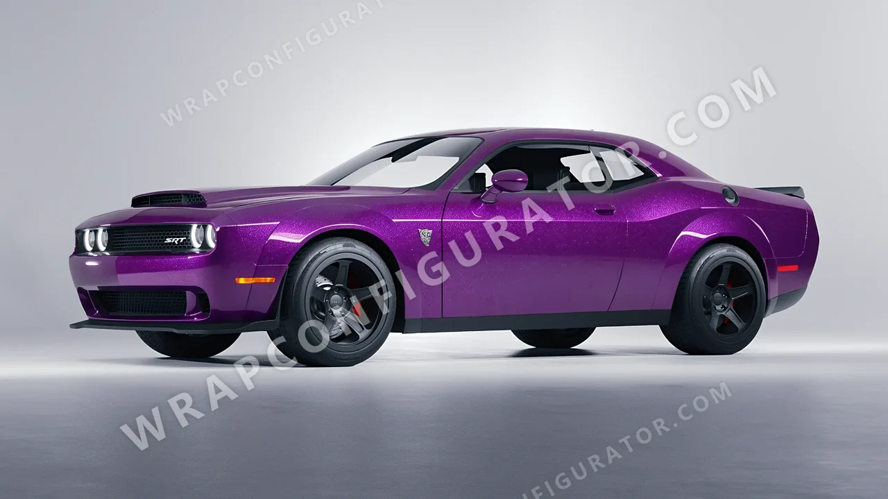 Purple Dodge Challenger SRT 2023 wrapped in Avery Dennison Popstar Concert Purple SW900-521-M