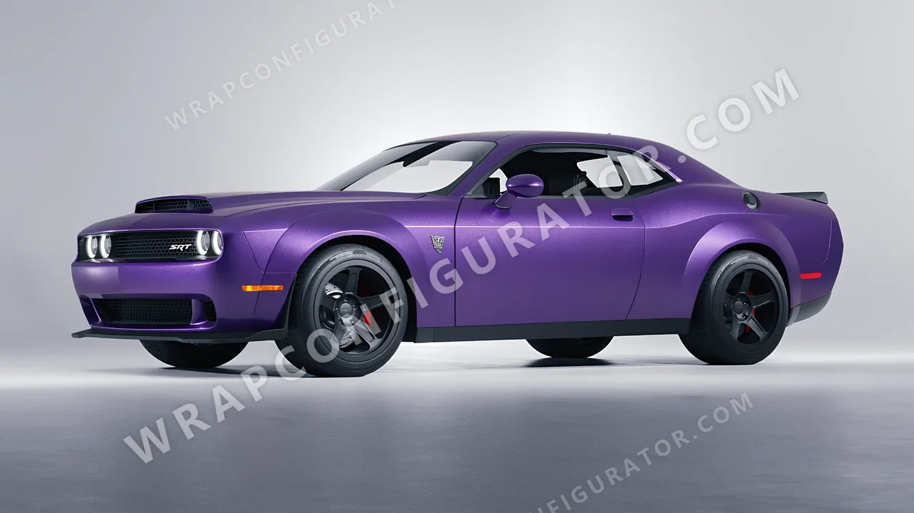 Purple Dodge Challenger SRT 2023 wrapped in Avery Dennison Purple SW900-565-M