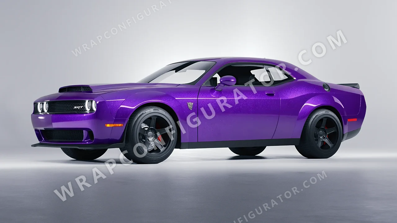 Purple Dodge Challenger SRT 2023 wrapped in Avery Dennison Vibrant Violet SW900-522-M