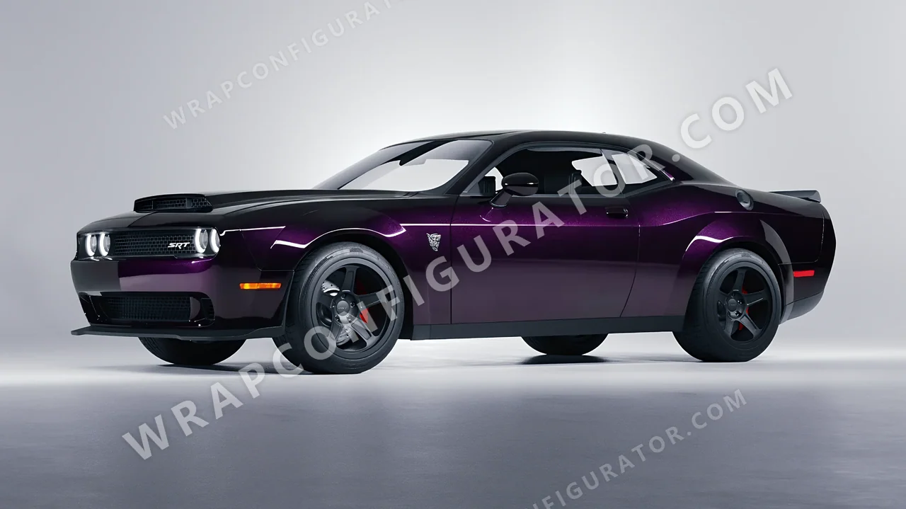 Purple Dodge Challenger SRT 2023 wrapped in Colourshield PPF by HyperPro Black Eggplant HGM37-P
