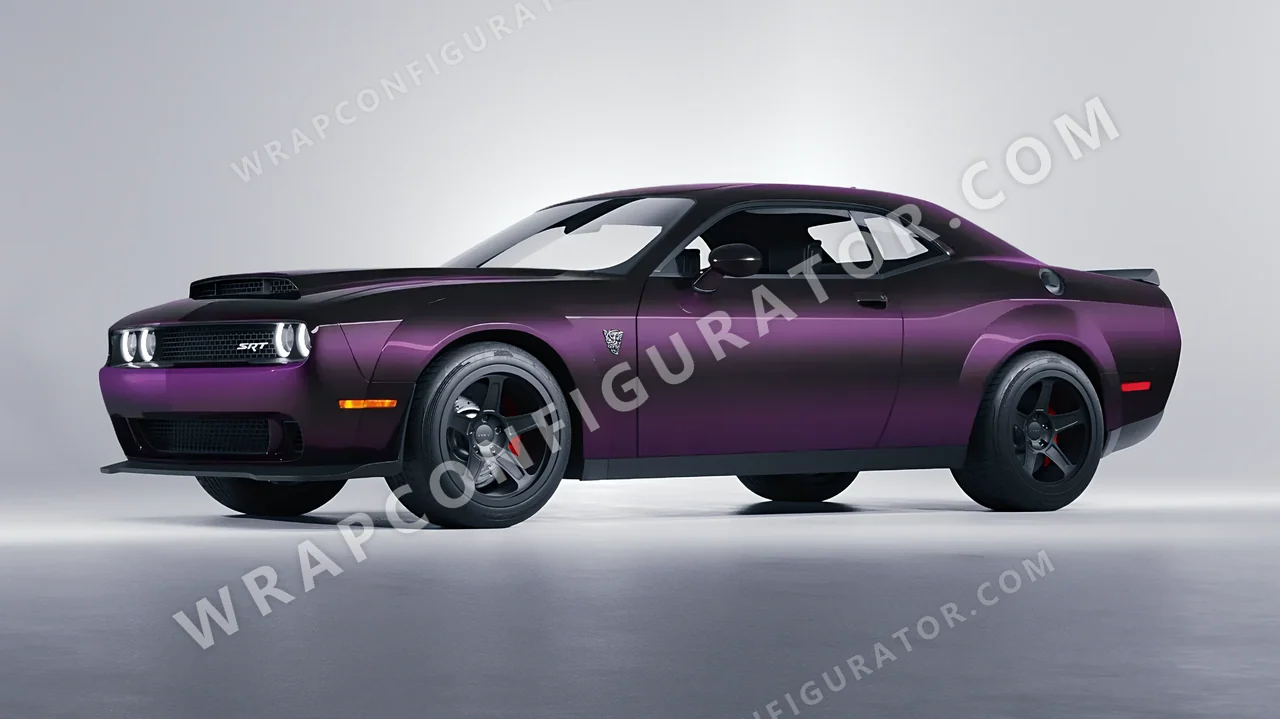 Purple Dodge Challenger SRT 2023 wrapped in Colourshield PPF by HyperPro Ghost Black/Purple MSF06-P