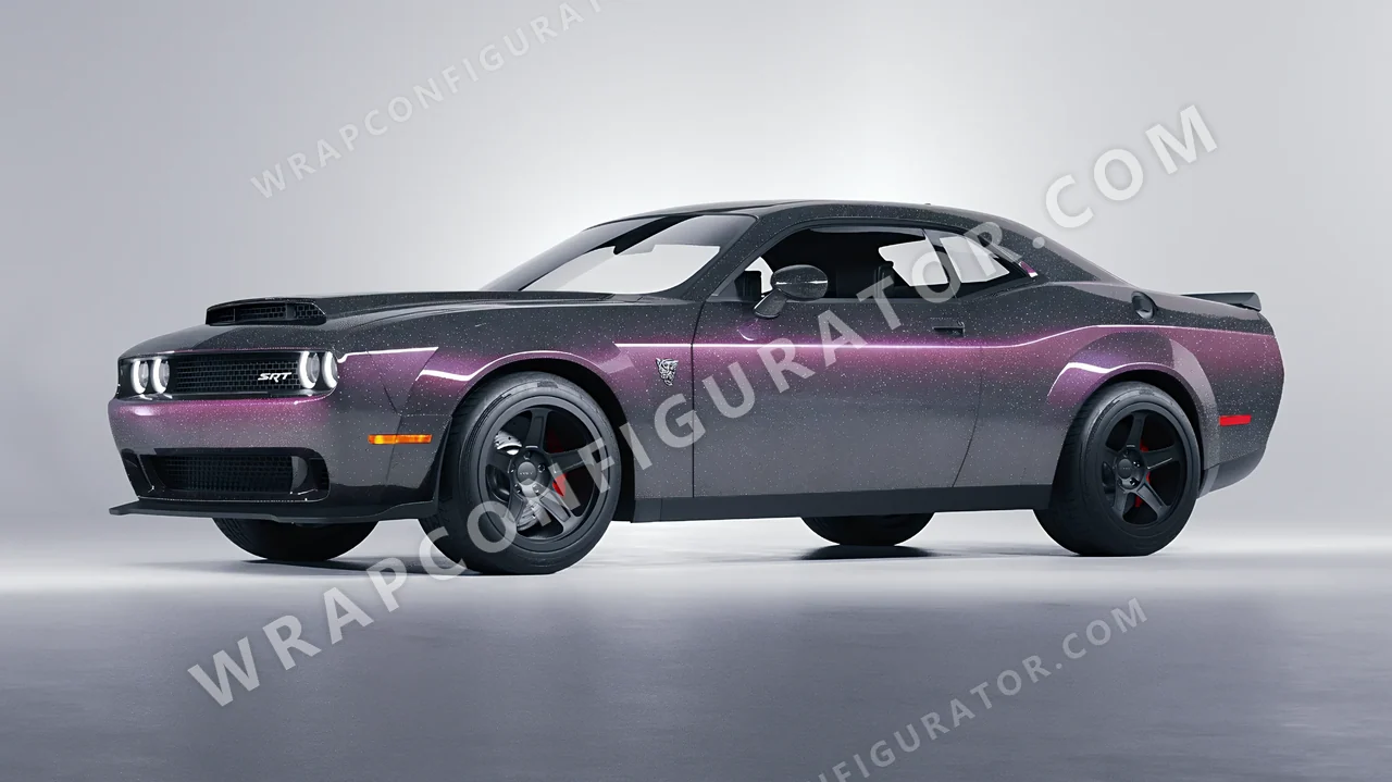 Purple Dodge Challenger SRT 2023 wrapped in Colourshield PPF by HyperPro Gray/Purple CG07-P