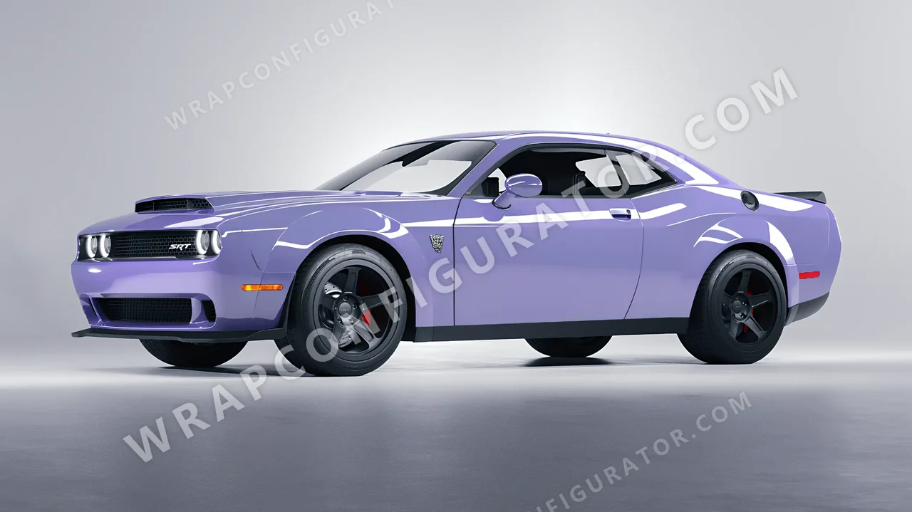 Purple Dodge Challenger SRT 2023 wrapped in Inozetek Dynamic PPF Grey Violet DPPF938