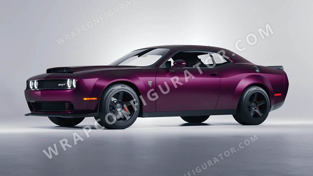 Purple Dodge Challenger SRT 2023 wrapped in Inozetek Dynamic PPF Midnight Purple DPPF801