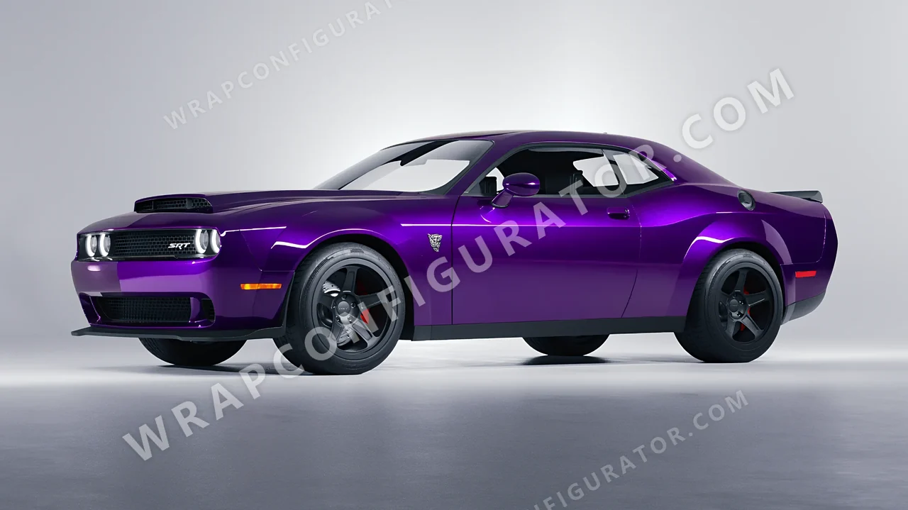 Purple Dodge Challenger SRT 2023 wrapped in Inozetek Dynamic PPF Midnight Purple DPPF901