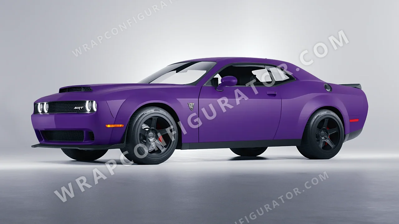 Purple Dodge Challenger SRT 2023 wrapped in KPMF Absolute Matt Royal Amethyst K75803