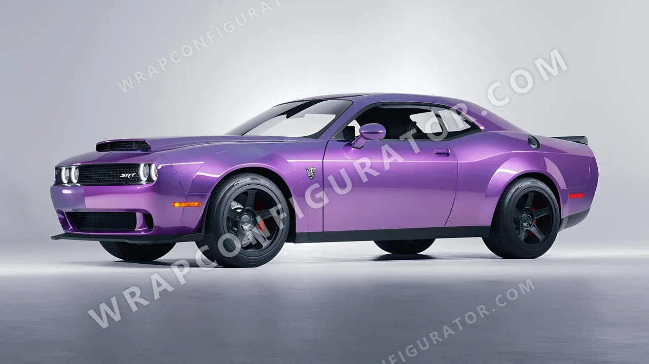 Purple Dodge Challenger SRT 2023 wrapped in KPMF Violet Haze K75473