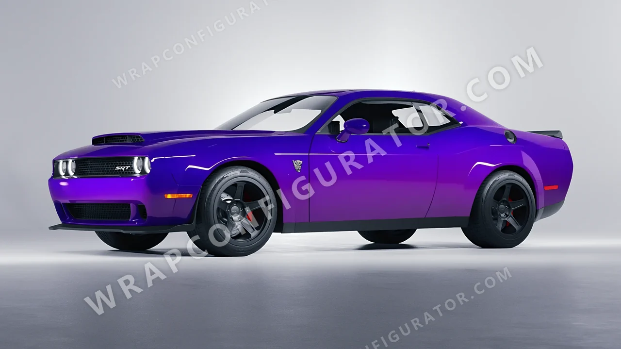 Purple Dodge Challenger SRT 2023 wrapped in ORACAL Enchanted Violet 970RA-175G