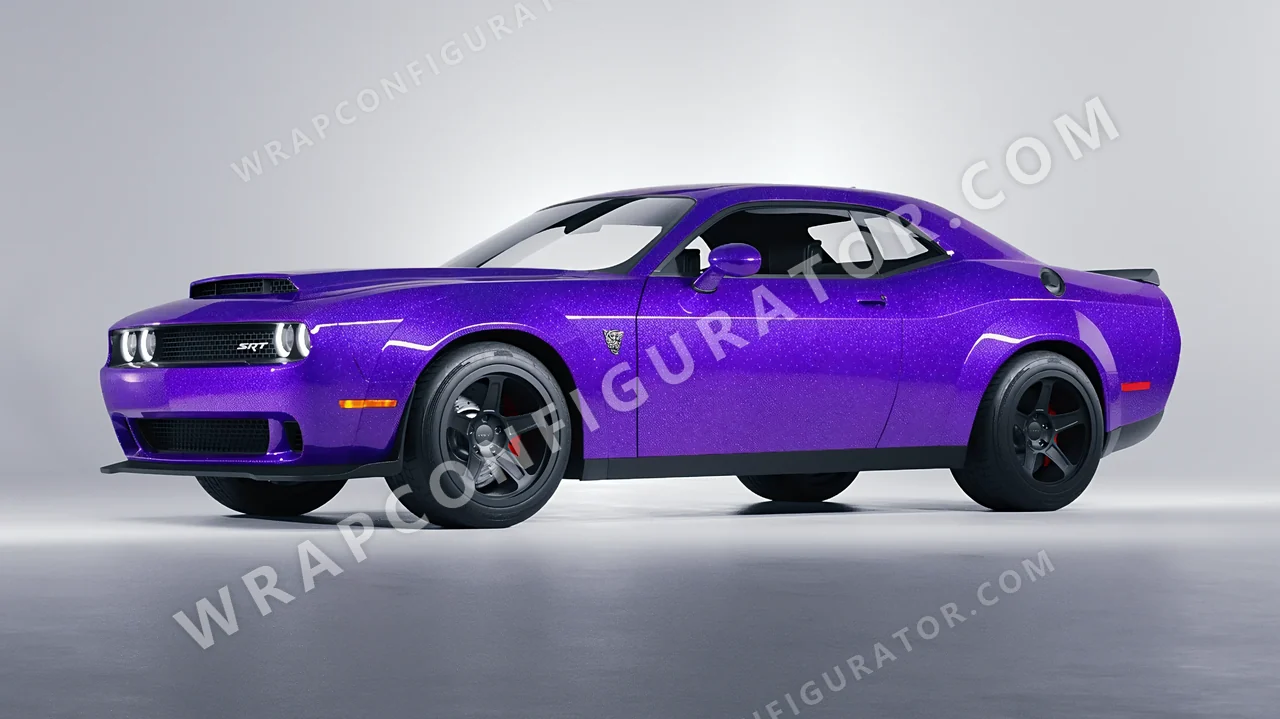 Purple Dodge Challenger SRT 2023 wrapped in ORACAL Enchanted Violet 970RA-185G