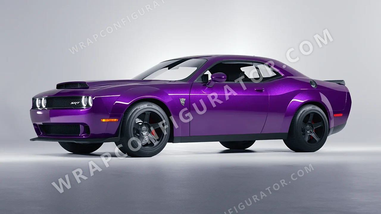 Purple Dodge Challenger SRT 2023 wrapped in ORACAL Violet 970RA-406G