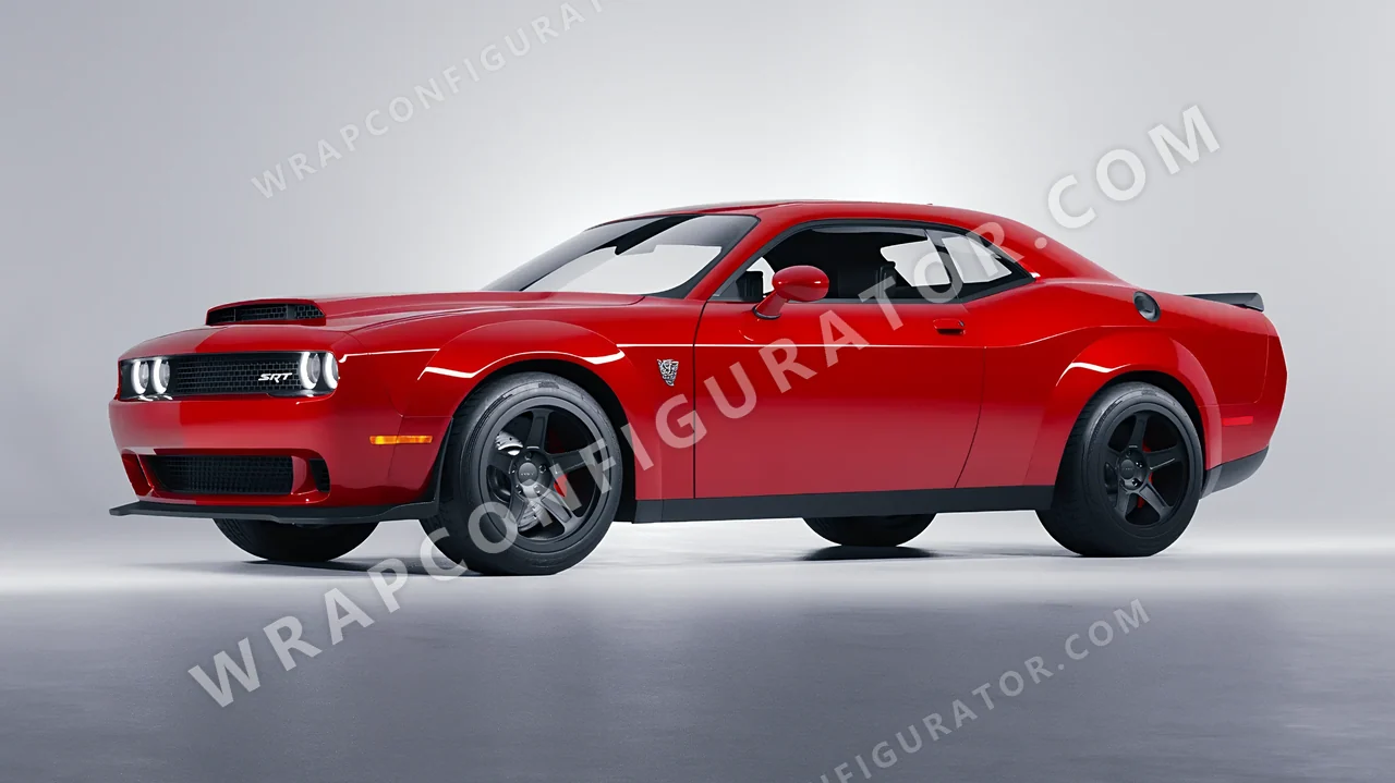 Red Dodge Challenger SRT 2023 wrapped in Avery Dennison Red SW900-415-O
