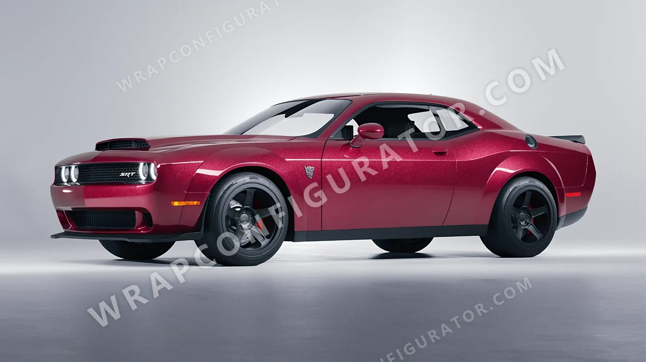 Red Dodge Challenger SRT 2023 wrapped in Avery Dennison Spark SW900-419-M