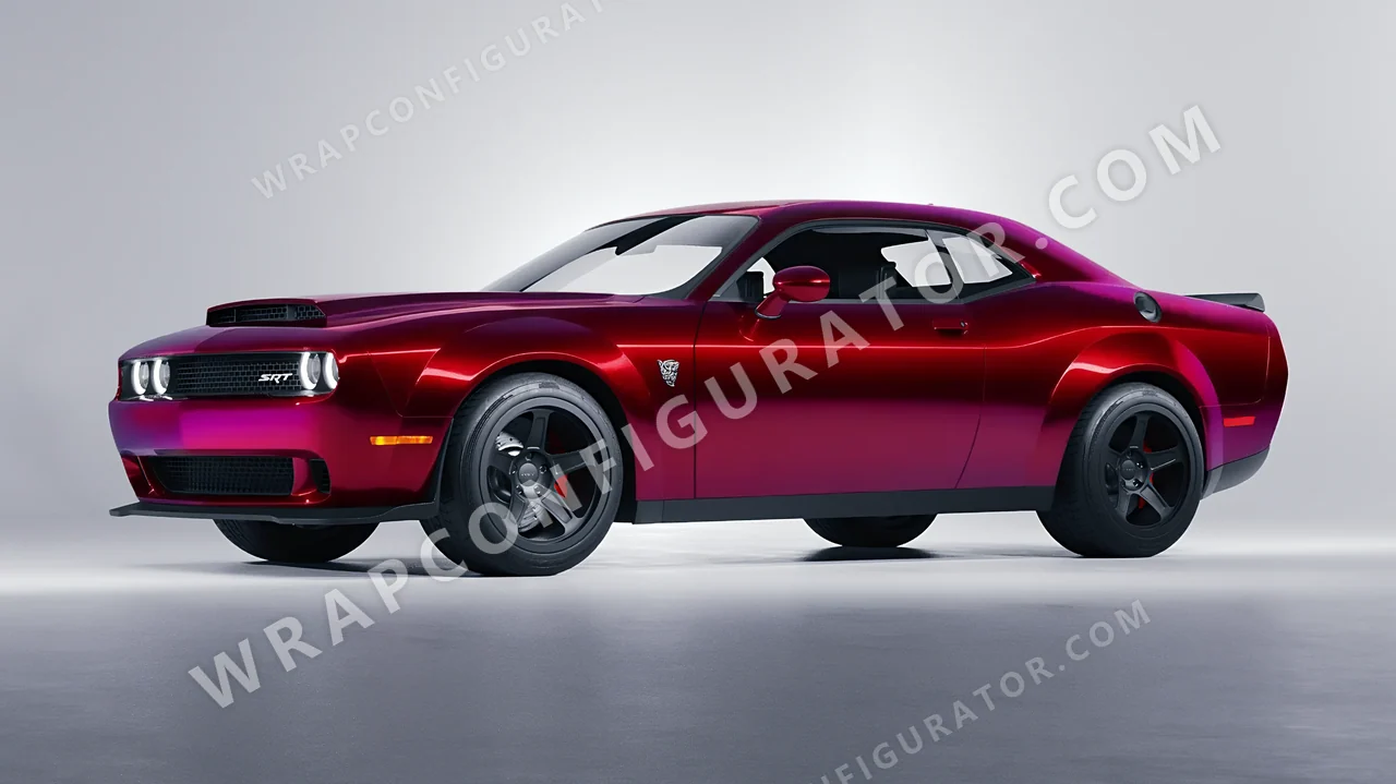 Red Dodge Challenger SRT 2023 wrapped in Colourshield PPF by HyperPro Ghost Red MSF28-P