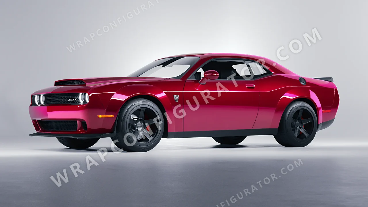 Red Dodge Challenger SRT 2023 wrapped in Colourshield PPF by HyperPro Strawberry Red HGF48-P