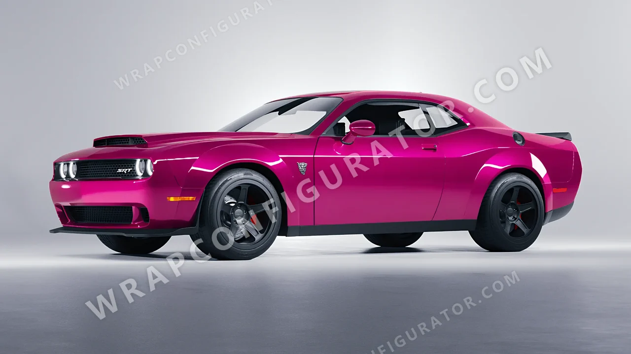 Red Dodge Challenger SRT 2023 wrapped in Inozetek Dynamic PPF Ruby Star DPPF916