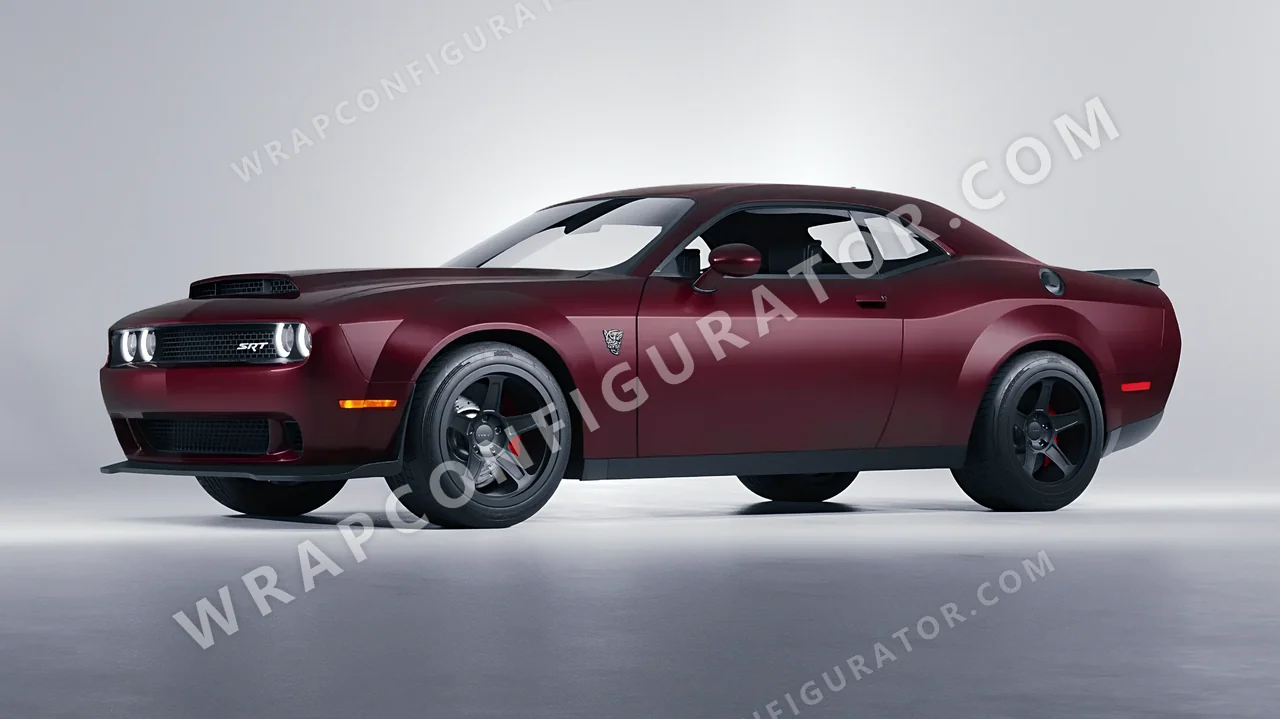Red Dodge Challenger SRT 2023 wrapped in KPMF Frozen Ruby Matt K75573