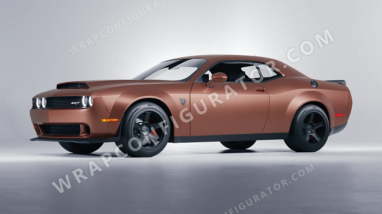Red Dodge Challenger SRT 2023 wrapped in KPMF Matt Russet Red K75545