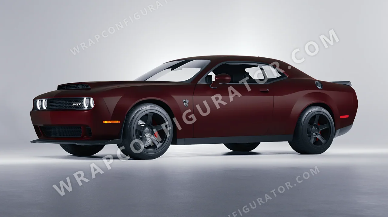 Red Dodge Challenger SRT 2023 wrapped in KPMF Matt Widowed Red K75508